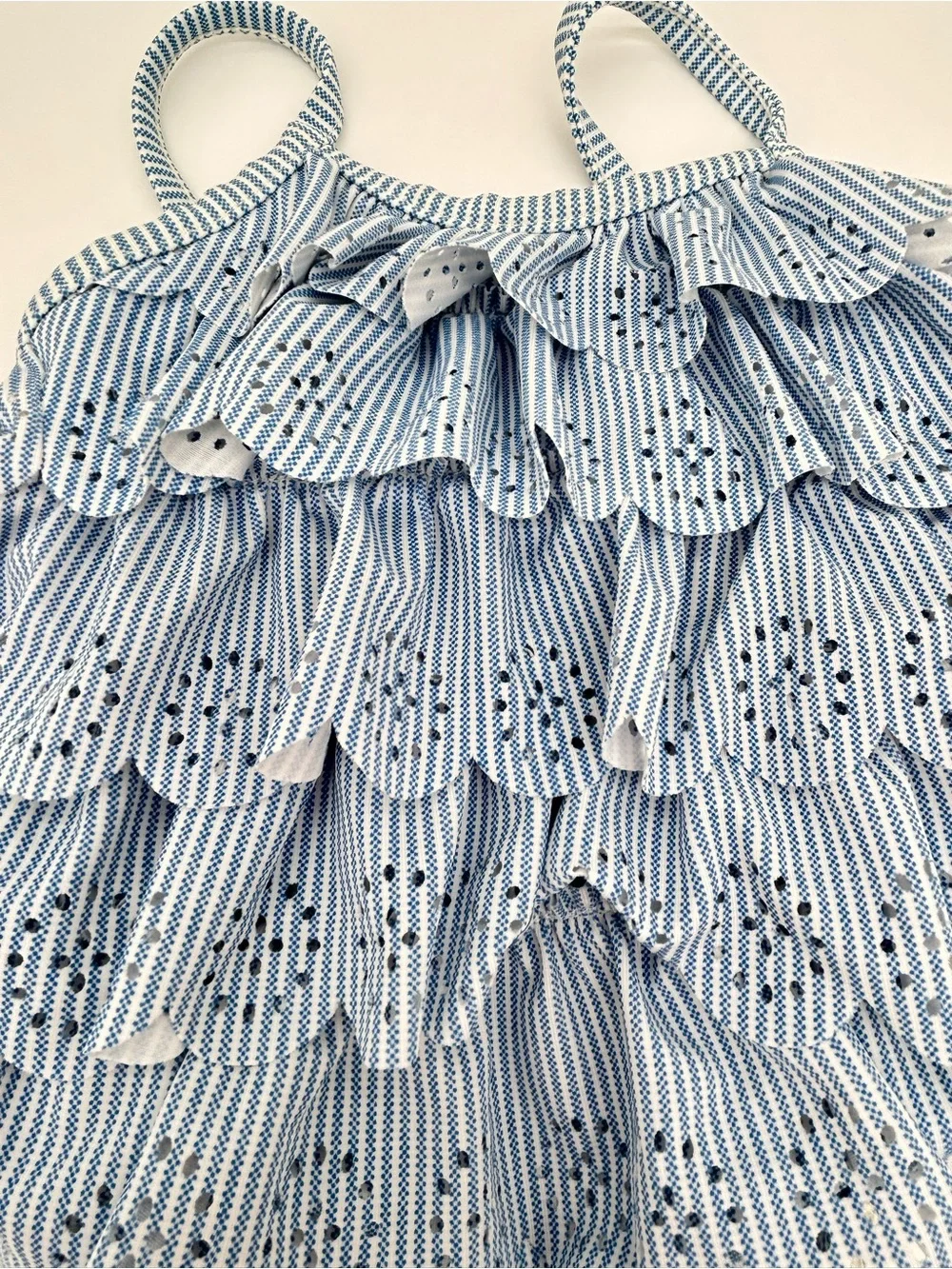 Baby GAP Blue & White Striped Ruffle One-Piece Size 6-12 Months